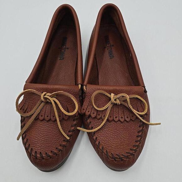 Minnie Tonka‎ Light Brown Leather Slip-On Moccasin Shoes for Size 10 US 38W - Picture 8 of 9